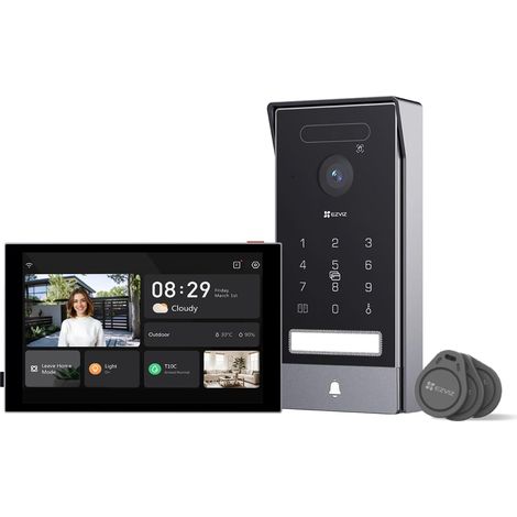 Visiophone Connecté Interphone Vidéo, Moniteur Tactile, Reconnaissance Paume/Visage, Unlock à Distance, 2 Fils, Détection Humaine, Option RFID, Étanche, WiFi bi-Bande (1/5)