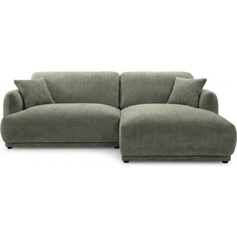 ROSALIE - Canapé d'angle tissu chenille 3 places - Vert
