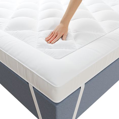 Surmatelas 140x190 cm respirant en microfibre – Hypoallergénique et anti-acariens – Dessous antidérapant pour maintien optimal