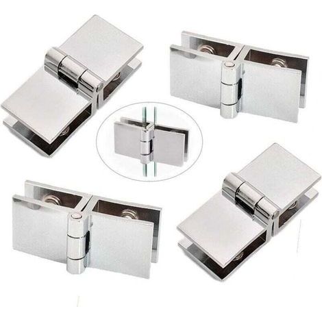Cerniera a clip per porta in vetro in 4 pezzi, cerniera per porta in vetro in acciaio inossidabile, cerniera pieghevole per vetro, cerniera a morsetto per porta, C (1/4)