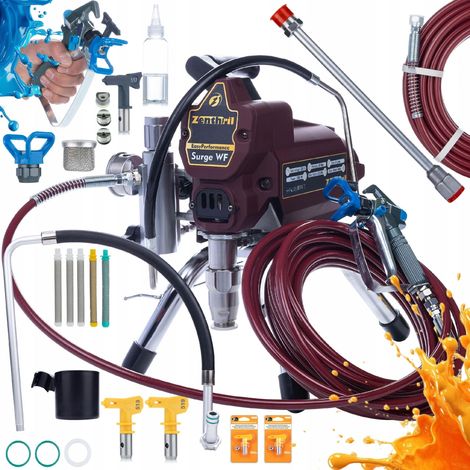 Zenthril Set Surge WF – Airless Farbspritzgerät 1800 W, 200 bar, 2 L/min, 0,019" Düse  EasyPerformance Serie  Für Wandfarbe, Grundierung, Lacke  Lackierzubehör