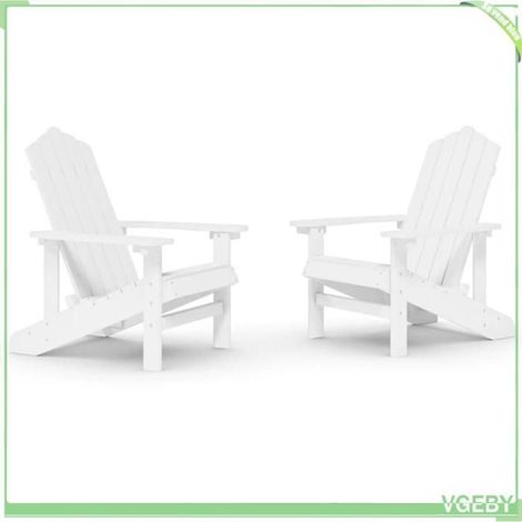 Chaise de jardin Adirondack - FAFEICY - 3095692 - PEHD anti-UV - Lot de 2 - Blanc (1/4)
