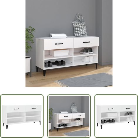 vidaXL Armoire bois - Armoire à chaussures Blanc 102x35x55 cm Bois d'ingénierie (1/5)
