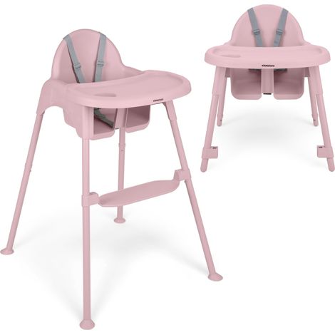 Chaise Haute Bébé 2 en 1 OATY, Chaise de Repas Convertible pour Enfants jusqu'à 15 kg, Double Plateau Réglable avec Porte-Gobelet, Harnais 5 Points, Repose-Pieds Réglable, Rose (1/5)