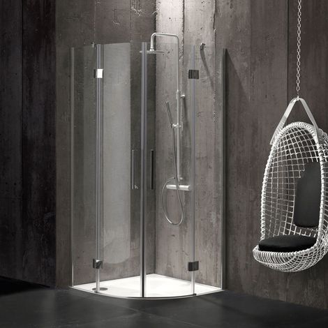 Cabine de douche semi-circulaire 90x90 en cristal (1/5)