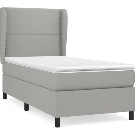 Maison Exclusive - Cama box spring con colchón tela gris claro 10 (1/5)
