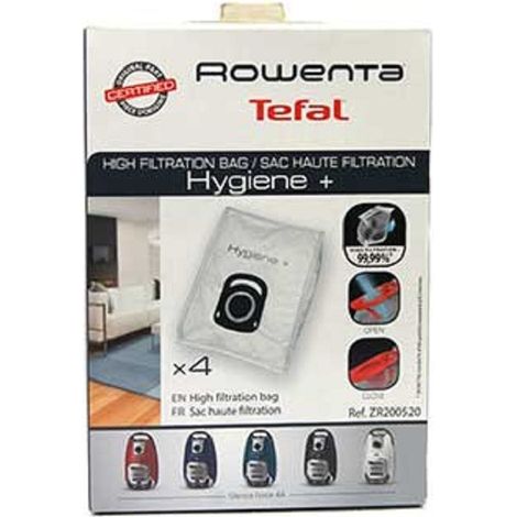 Caja de 4 bolsas de alta filtraciÃ³n higiene ZR200520 ROWENTA