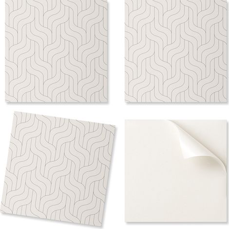 Juego de baldosas de PVC con estampado para sal贸n, autoadhesivas, con ondas en disposici贸n geom茅trica, 20x20x20 cm.