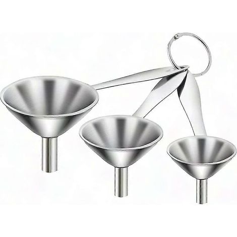 Entonnoirs de cuisine en inox, lot de 3 - petits entonnoirs métalliques à long manche pour cuisson et pâtisserie (1/4)