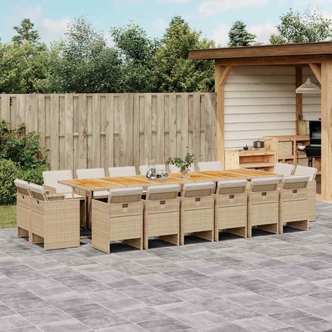 Ensemble à manger de jardin et coussins 17 pcs-Salon de jardin beige 972925 (1/5)