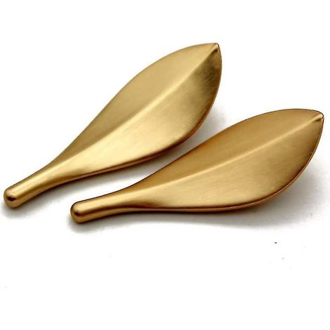 Ensemble de 2 poignées de porte de meuble à la feuille d'or - Style Art déco élégant (1/4)