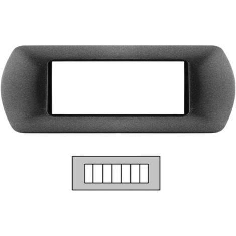 Placca 7 Posti Nero Antracite Living International Compatibile in Metallo - TOT