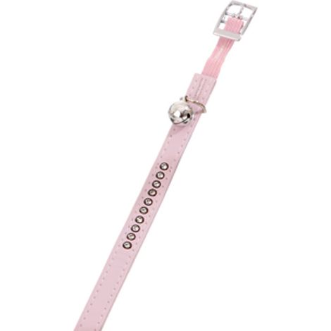 Collier 30 cm x 11 mm, rose clair avec strass et clochette pour chat - animallparadise