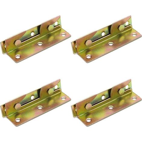 Lot de 4 charnières lit sans mortaise, fixation charnière, support rail for accessoires d'insertion, épaississement suspension Pour Cadre De Lit (1/5)