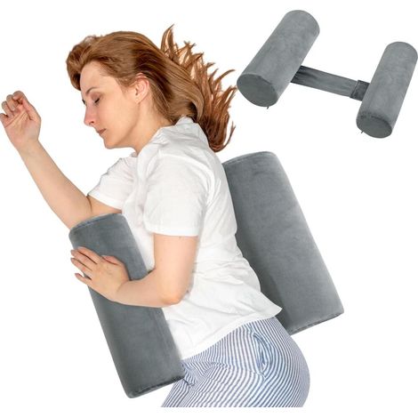 Coussin cylindrique pour Mieux Dormir et Respirer (Gris Coussin de Corps pour dormeur sur Le côté et (1/5)