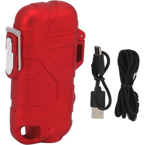 Briquet plasma Double Arc, anti-vent, étanche, sans flamme, USB rechargeable, avec lampe torche rouge réglable 3 vitesses (1/5)