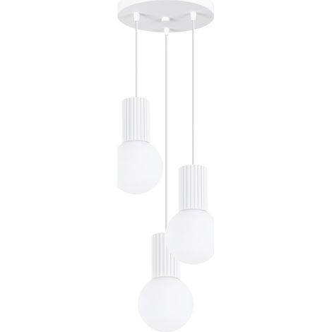 Suspension moderne 3 globes verre blanc G9 SFERA Pure (1/5)