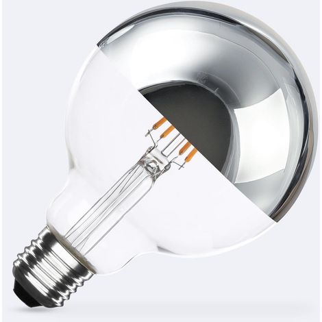 Bombilla Filamento LED E27 Casquillo Gordo 6W 600 lm G95 Chrome Reflect No Flicker 2200K Súper Cálido (1/2)