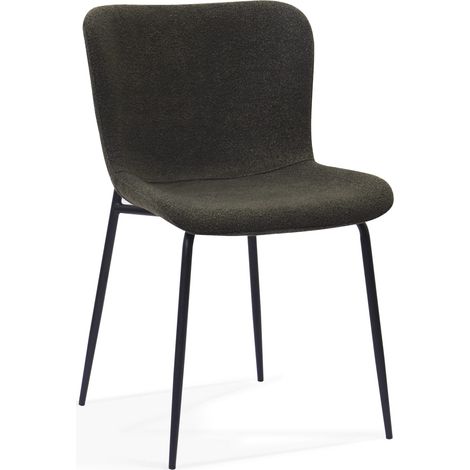 Sillas de comedor modernas con respaldo alto redondeado, tela y patas metálicas, 2 unidades (1/5)
