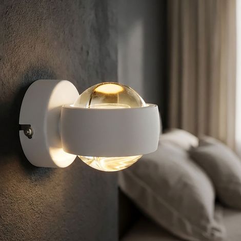 Applique murale LED Lampe murale Lampe de salon Up & Down Blanc Métal Verre H 7 cm (1/5)