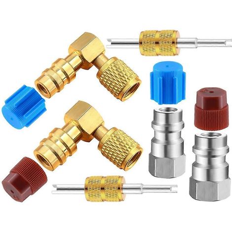 R12 to R134A AC Connector Conversion Adapter Kit, Quick Connect Valve Air Conditioner 90 Port Conversion Adapter (1/5)