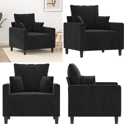 vidaXL Fauteuil Noir 60 cm Velours