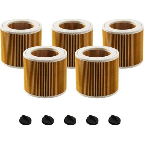 Ensemble de 5 Filtres à Cartouche compatibles avec Aspirateurs Kärcher WD3 Premium, WD2, WD 3 P, MV2, MV3 - Alternative à l'original