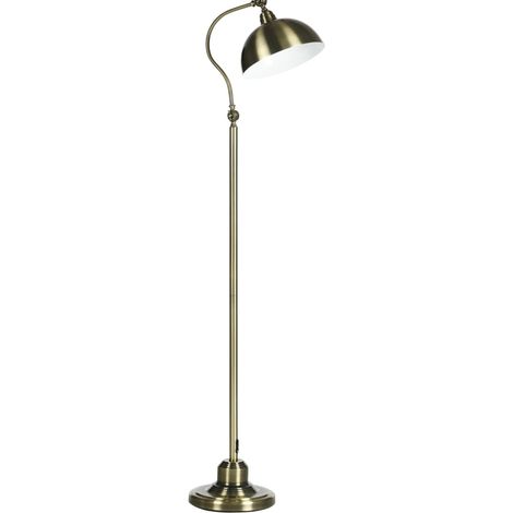 Lampadaire rétro à arc avec abat-jour réglable en métal finition laiton pour salon et chambre (1/5)