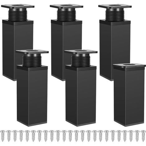6 pièces de Pieds de Meubles réglables(10CM Noir), Pieds de Table en métal en Hauteur, armoires de Cuisine, Pieds réglables de Table (1/5)