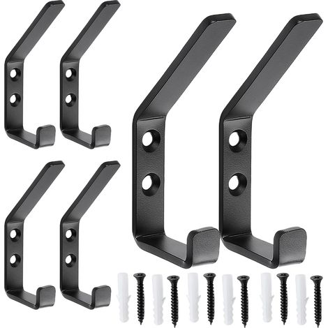 6 Patères Porte Manteau Mural Chapeaux Cloisons Sèches Crochet a Visser Porte-Serviettes de Salle Bain Manteau en Métal Coat Hooks pour Chambre,Salle de Bain,Salon,Mur (Noir) (1/5)