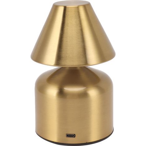 Berührungsempfindliche Tischleuchte mit Dimmer, 3 W, 1800 mAh, kabellos, wiederaufladbar, 3 Farben, Nachttischlampe für Bars, Gold (1/5)