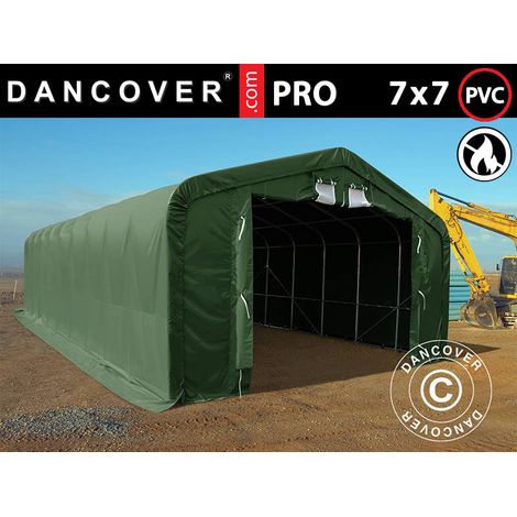 Lagerzelt PRO 7x7x3,8m PVC mit Dachfenster, Grün - Dancover