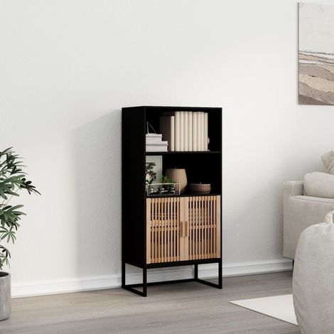 vidaXL Credenza Nera 60x35x125 cm in Legno Multistrato