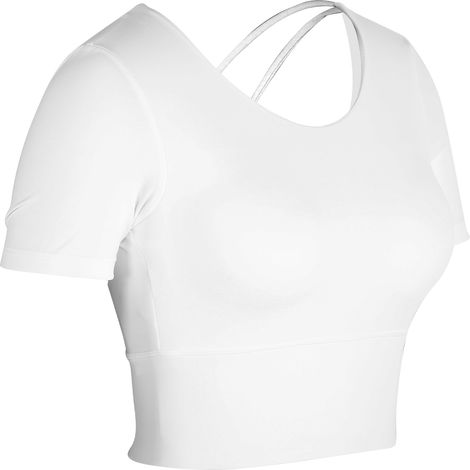 Sexy Sport-Kurzarmtops für Damen, ideal für Yoga, Fitness und Workout, Weiß, Größe L (1/5)