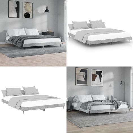 Bettgestell Betongrau 200x200 cm Holzwerkstoff - Beton Grau - Doppelbett - Holzrahmen - Massivholzbette - Lattenrost - Home & Living (1/5)