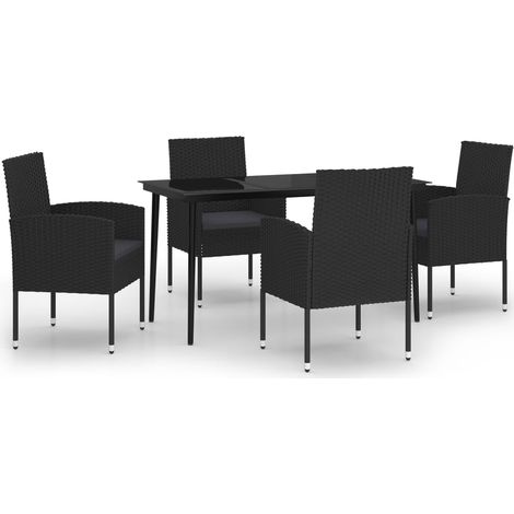 Ensemble à manger de jardin 5 pcs Mobilier de jardin Noir (1/5)