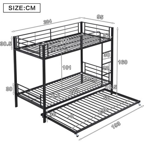Polsterbett aus Metall in Schwarz 204 x 95 x 160 cm HOMAIRE (1/5)