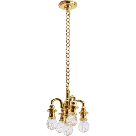 Lampe miniature pour maison de poupée, aspect réaliste et lumineux, petite lampe antirouille, mobilier miniature pour maison de poupée, cadeau ou décoration, couleur or. (1/5)