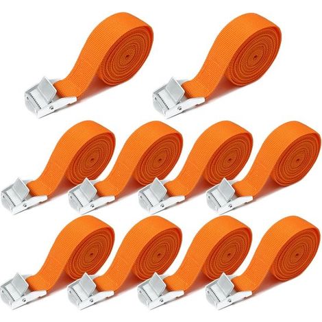 10 correas naranjas de 2 m para bicicletas y equipaje - correas ajustables con clips (1/5)