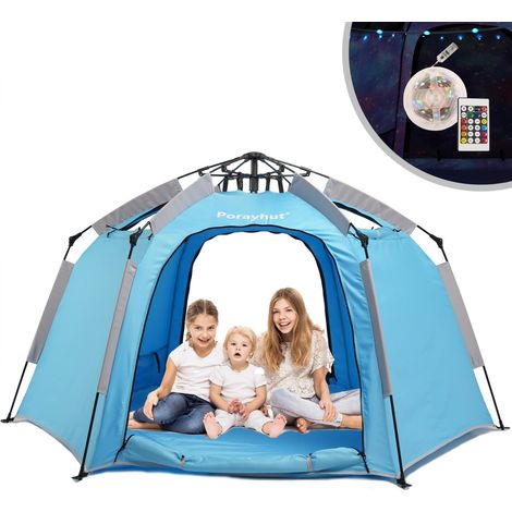 XL Indoor Kids Tent Playhouse - Large Portable Pop Up Teepee Sleepover Dome Gazebo Den for Boys Girls Children with Lights Windows (1/5)
