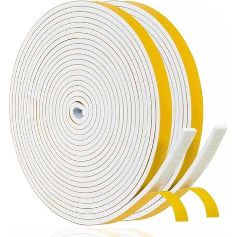Selbstklebende Tür- und Fensterdichtung – Gummidichtung – Stoßfest – Schalldämmend – Wasser- und staubdicht – 6 x 3 mm x 20 m, Weiß (1/5)