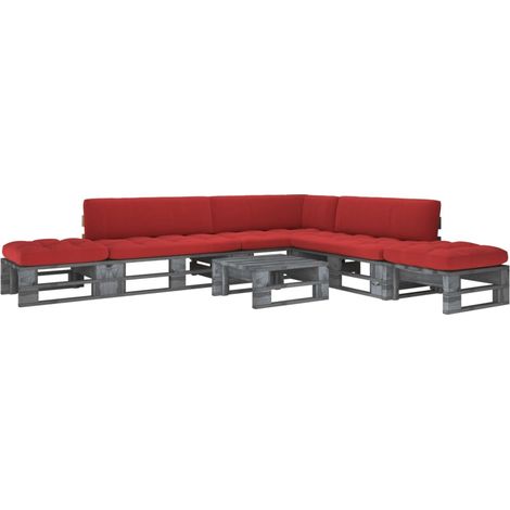 6-tlg. Paletten-Lounge-Set Grau Imprägniertes Kiefernholz (1/5)