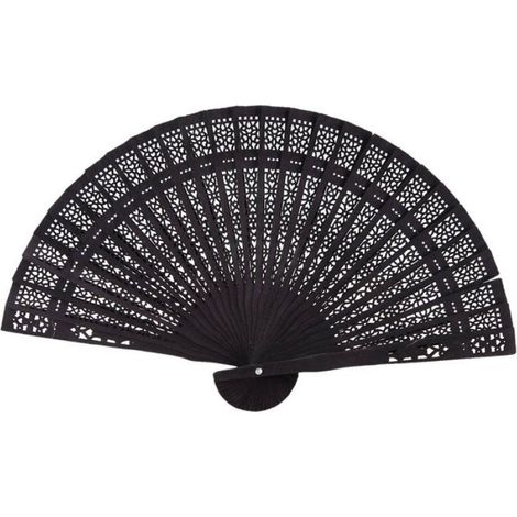 2pièces 8 Pouces Chinois Japonais Ventilateur Pliant D'Origine en Bois Main Fleur Bambou Ventilateur de Poche Noir (1/5)