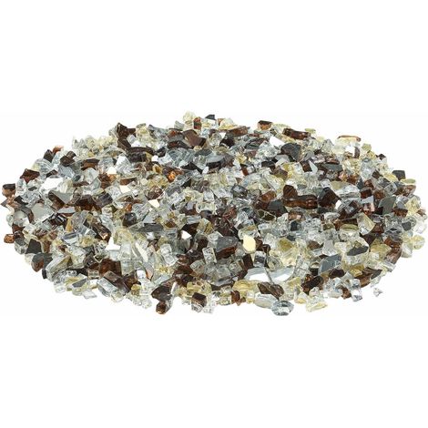 Mophorn Feuerglas, 10 Pfund / 4,5 kg hitzebeständige Kaminsteine, 1/2 Zoll / 12,7 mm reflektierendes Feuerstellenglas, glänzende dekorative Landschaftsbausteine für Feuerstellentische