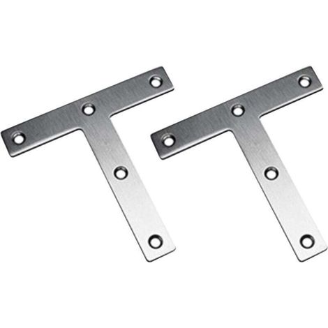 T-förmige Halterungen, 120 x 120 mm flache Seitenhalterungen, Möbelbefestigungsplatte, Reparaturhalterungen aus Edelstahl (2)——