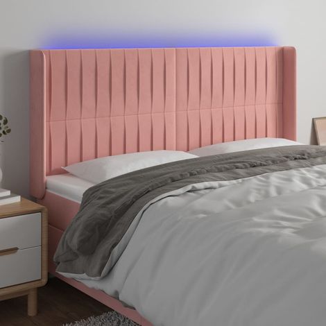 Tête de lit à LED Panneau de lit pour Lit adulte Décoration murale Rose 163x16x118/128 cm Velours FOGHJ36750 (1/5)