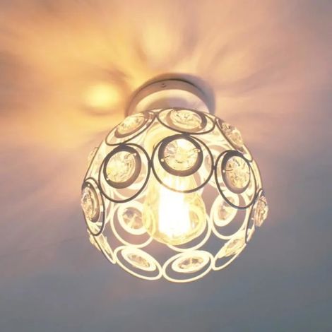 Plafonnier Industrielle en Métal Lampe Luminaire Abat-jour Fer Forge Style Vintage pour Salon Chambre 26cm Blanc (1/4)
