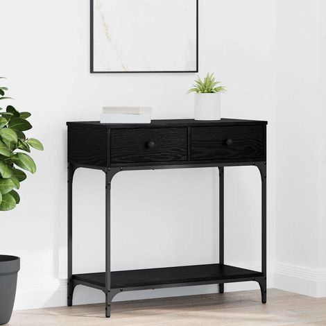 Konsolentisch mit Regal Schwarz Eichen-Optik 75 x 34,5 x 75 cm