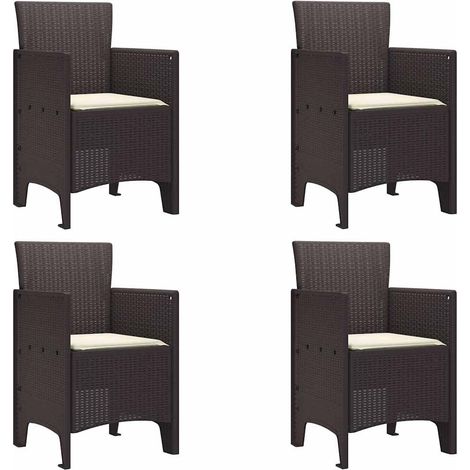 Lot de 4 Chaise de jardin，Chaise d'extérieur Marron 53 x 49 x 85 cm PP CFW1685720 (1/5)