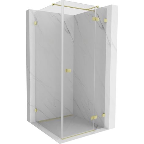 Cabine de douche pivotante droite Mexen Lunar T 120 x 120 cm, transparent, doré brossé - 834T-120-120-55-00-P (1/5)